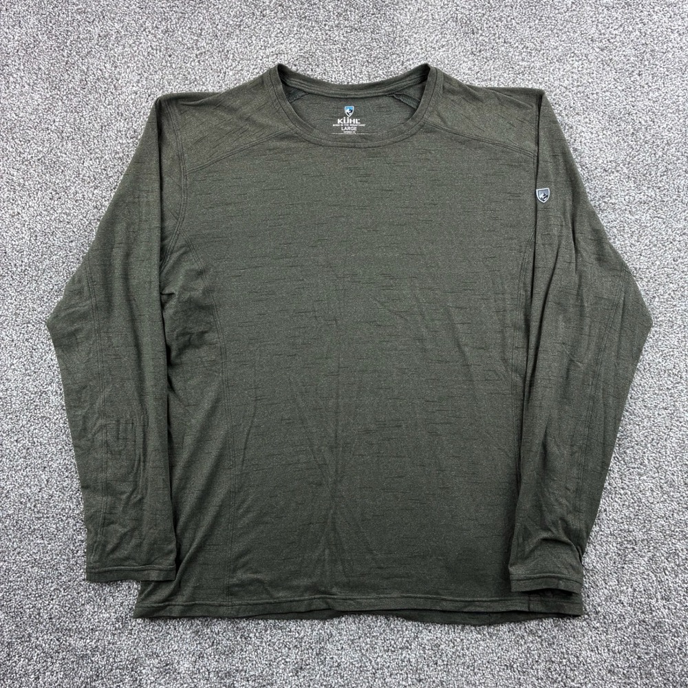 KUHL Intent Krew Shirt Mens Large Green Nylon Blend Tapered Long Sleeve 7318
